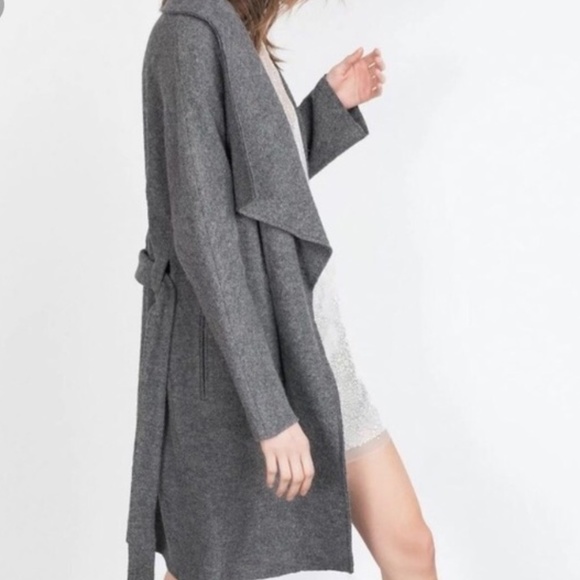 zara grey wrap coat